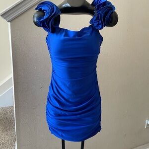 Royal Blue Ruched Mini Dress